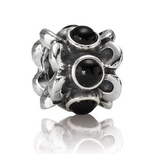 Pandora Retired Sterling Silver Black Onyx Forget Me Not Bead - 790470O
